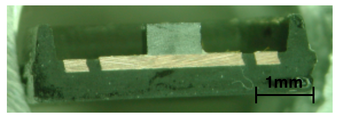 Cross-section photo of packaged resonator